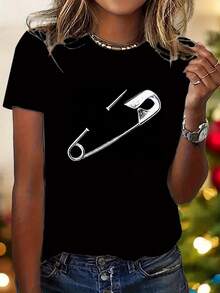 1 Women's Y2K Style Short Sleeve Shirt With Snap Closure - Hitam - View 1