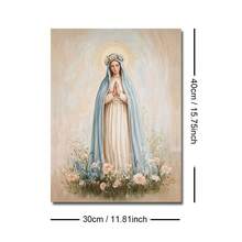 1pc Framed/Unframed Virgin Mary Catholic Canvas Poster Marian Floral Crown Christian Wall Art Print Minimalist Religion Decor Scroll Painting For Apartment,Living Room,Bedroom,Modern Home Decoration - Poster - View 13