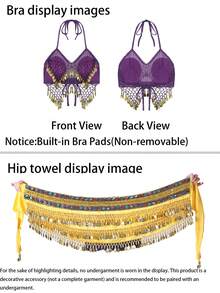 Carnival Festival Coin-Embellished Halter Crop Top With Multi-Layer Coin Hip Wrap For Parade, Rave & Themed Party (Available In Multiple Colors) - Multicolor - View 12