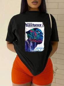 Graphic Representing The Strength And Spirit Of A Woman In A Mythical Setting Full Of Energy And Courage, Inspiring Female Power And Unity. Comfortable And Modern Women's T-Shirt For Casual Wear - 黑色 - 查看 2