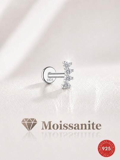 1 đôi bông tai bạc 925 cao cấp đính đá Moissanite 4 chấu, không gây dị ứng, thích hợp đeo hàng ngày, làm quà tặng Ngày của Mẹ, đám cưới, tiệc tùng cho phụ nữ và bé gái.