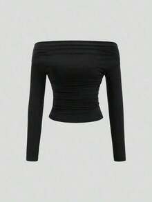 de 3 piezas Blusa corta de manga larga y hombros descubiertos para mujer, cómoda y amigable con la piel, ajuste ceñido - Multicolor 2 - Ver 6