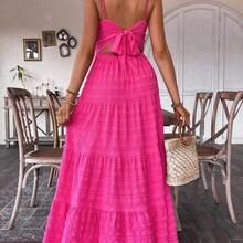 Holidaya New Vintage Floral Birthday Wedding Multi-Layer Patchwork Cute Bow Tie Dress For Women - Azul Marino - Ver 3