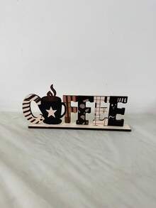 1pc Coffee Bar Decor Sign, Coffee Bar Accessory, Rustic Style Coffee Elf, Rustic Style Coffee Table Centerpiece Decor, Wooden Multi-Tier Coffee Tray Decor, Coffee Station, Home Kitchen Decor - B - View 10