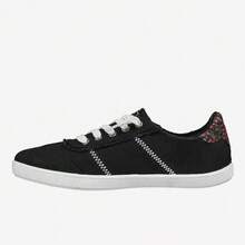 Skechers Giày vải canvas cổ thấp nhẹ, kiểu dáng mới dành cho nữ, phong cách thường ngày. - màu đen - Xem 2