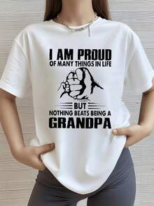 Puño cerrado simbolizando orgullo familiar y amor sincero hacia el abuelo con mensaje inspirador que exalta la importancia de los lazos generacionales camiseta de mujer casual cómoda moderna - Blanco - Ver 8