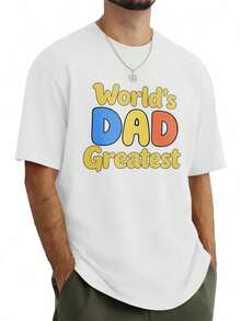 Camiseta Gráfica YTD Dad para Hombre, Camiseta 'El Mejor Papá del Mundo', Camiseta Casual de Algodón de Corte Relajado para Regalo ZFV7 - Blanco - Ver 12
