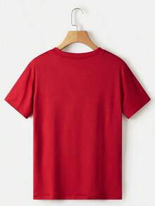 Camiseta informal de mujer con estampado de corazones y mariposas - Rojo - Ver 2
