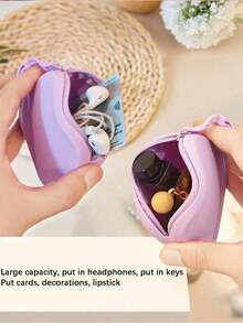 1pc Silicone Candy Color Digital Storage Bag, Suitable For Storing Cables, Earphones, Chargers, USB Drives, Keys, Cards, Jewelry, Coins, Etc., Small Pouch, Makeup Bag - Multicolor - View 6