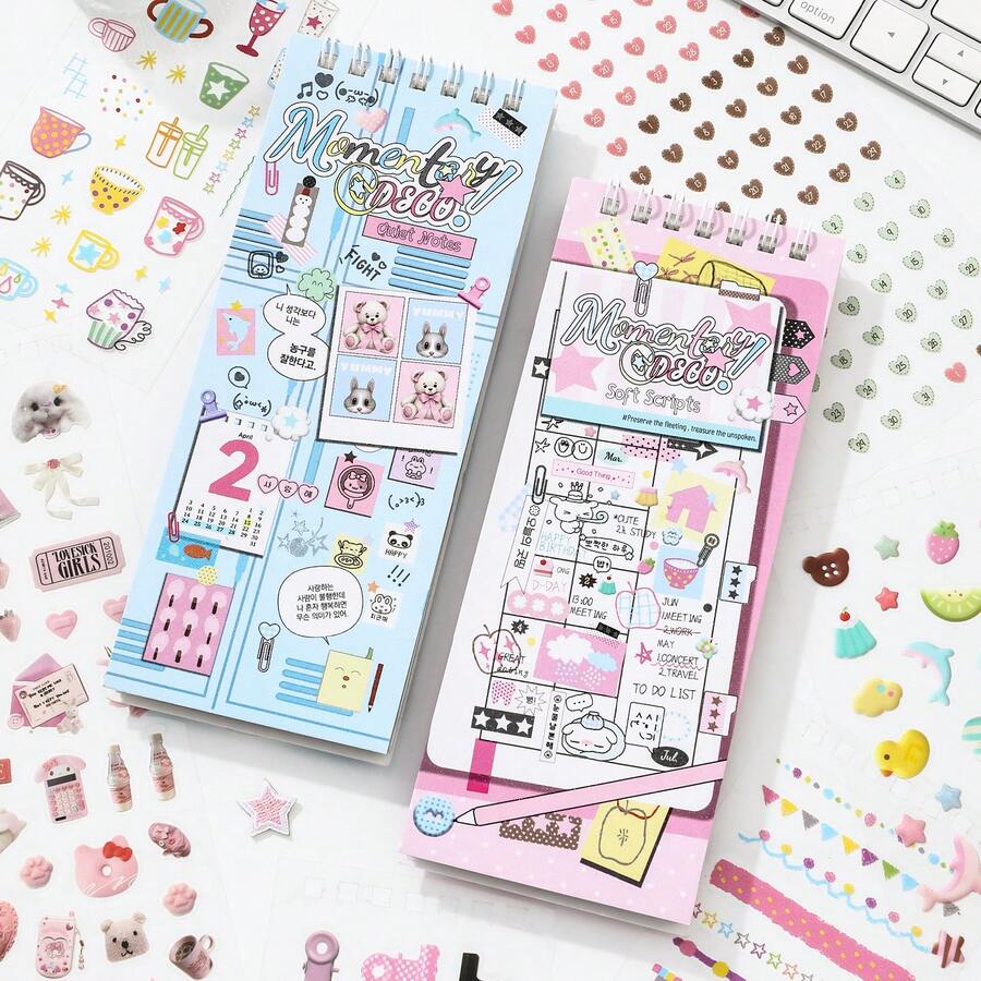 Libro de pegatinas lindo para diario, capturar momentos maravillosos de la vida, elementos decorativos básicos