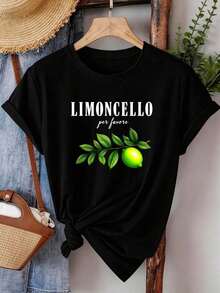 Women's Elegant Casual T-Shirt With Lemon Leaf Print | Lightweight Style For Fishing And Outdoor Activities | Basic Women's Top | Stylish Long-Sleeve Top - 黑色 - 查看 6