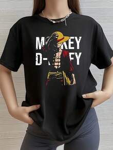 Adventurer Figure With Yellow Hat And Red Jacket Symbolizing Freedom, Strength And Indomitable Spirit, Ideal For Those Seeking To Express Positive Energy. Women's Casual Modern Comfortable T-Shirt For Everyday Wear - 黑色 - 查看 1