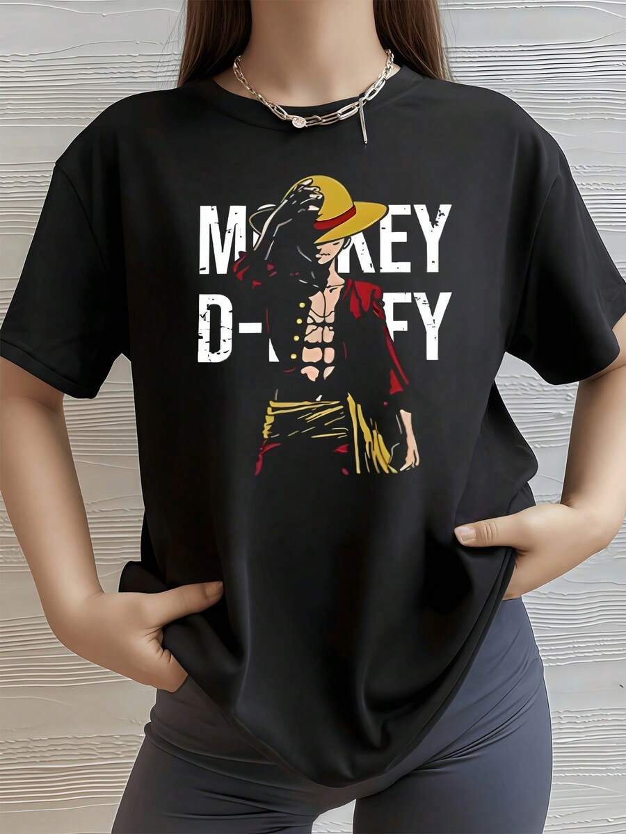 Adventurer Figure With Yellow Hat And Red Jacket Symbolizing Freedom, Strength And Indomitable Spirit, Ideal For Those Seeking To Express Positive Energy. Women's Casual Modern Comfortable T-Shirt For Everyday Wear - 黑色 - 查看 1