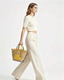 Michael Kors Túi đeo chéo nữ MK Kimber, túi xách nhỏ kiểu satchel, túi tote có tay cầm phía trên. - Màu vàng - Xem 2
