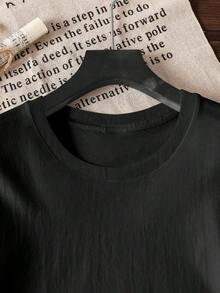 1 pieza Camiseta de manga corta con cuello redondo y estampado de letras para mujer, talla estándar , 180g, 100% algodón. - Blanco - Ver 10