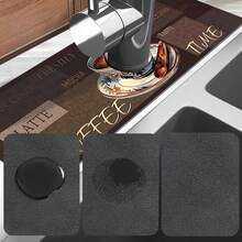 1 pieza Alfombra de goma con patrón de café, antideslizante y de secado rápido, absorbente, adecuada para el fregadero y el grifo, ideal como regalo de vacaciones - Multicolor - Ver 12