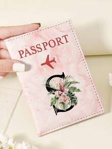 1pc A-Z 26 Letters Fashionable Letter Print Stylish Burgundy Passport Cover, Premium PU Leather Passport Wallet With Multi-Card Pockets For Credit Cards, Boarding Passes, And IDs, Compact And Portable Travel Essentials Organizer For Women, Men - Pink - View 123