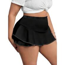 Faldas informales de talla grande 1XL-5XL para mujer, faldas plisadas para el hogar, mallas cortas sexis a la moda para mujer, faldas de Color sólido - BLANCO - Ver 2