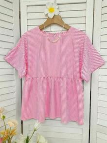 Camisa de mujer tejida a rayas verdes - Rojo y blanco - Ver 5