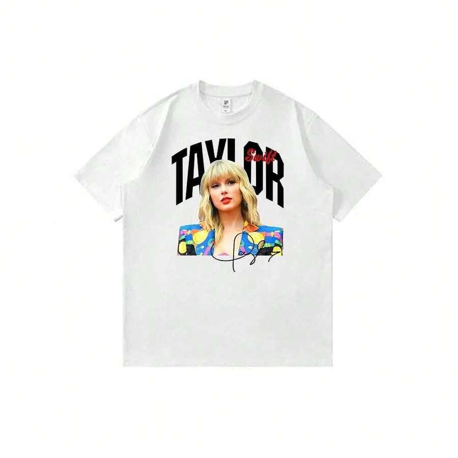 Camiseta de manga corta unisex unisex con estampado de dibujos animados de anime estilo Y2K y diseño retro de Taylorss Swifts. - Blanco - Ver 1