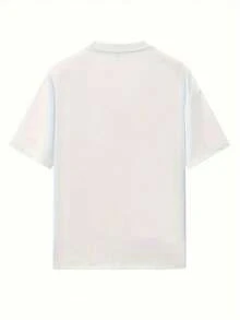 Camiseta de manga corta para mujer con estampado de letras de dibujos animados, diseño de verano moderno y elegante, top holgado y favorecedor con cuello redondo - Blanco - Ver 3