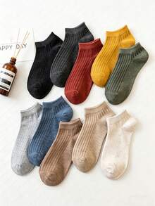 3 Pairs Kids' Summer Striped Breathable Ankle Socks, Spring New Arrival Solid Color Low-Cut Socks - Multicolor - View 2