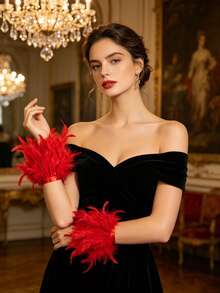 Create A Perfect Atmosphere! Colorful Feather Bracelet Accessory: Whether As A Party Focal Point Or Stage Outfit, This Fluffy Feather Bracelet Will Make Your Look More Eye-Catching.,Halloween - Multicolor - View 3