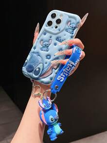 Disney Lilo And Stitch Phone Case : 3D Fluffy Pattern Border Protector Phone Soft Phone Case With A Free Cute Stitch Bracelet Chain Lanyard, Stitch, Lilo, Angel, For Apple 17 Promax 17 Pro 16 15 14 13 12 11 Pro Max XS Max X XR Soft Cover Summer Phone Case - trắng - Xem 4