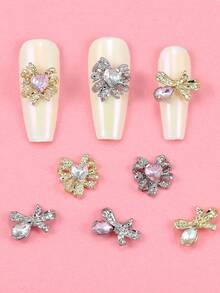 10pcs Nail Art Nail Charm Nail Accessories Y2K Exquisite Luxury Sweet Style Bow Shaped Pink Nail Gem Nail Accessories DIY Nail Accessories Suitable For Nail Salons, Phone Cases, Clothes, Bags, Shoes, As Well As Daily Life And Holiday Parties Nail Charms - Multicolor - View 1