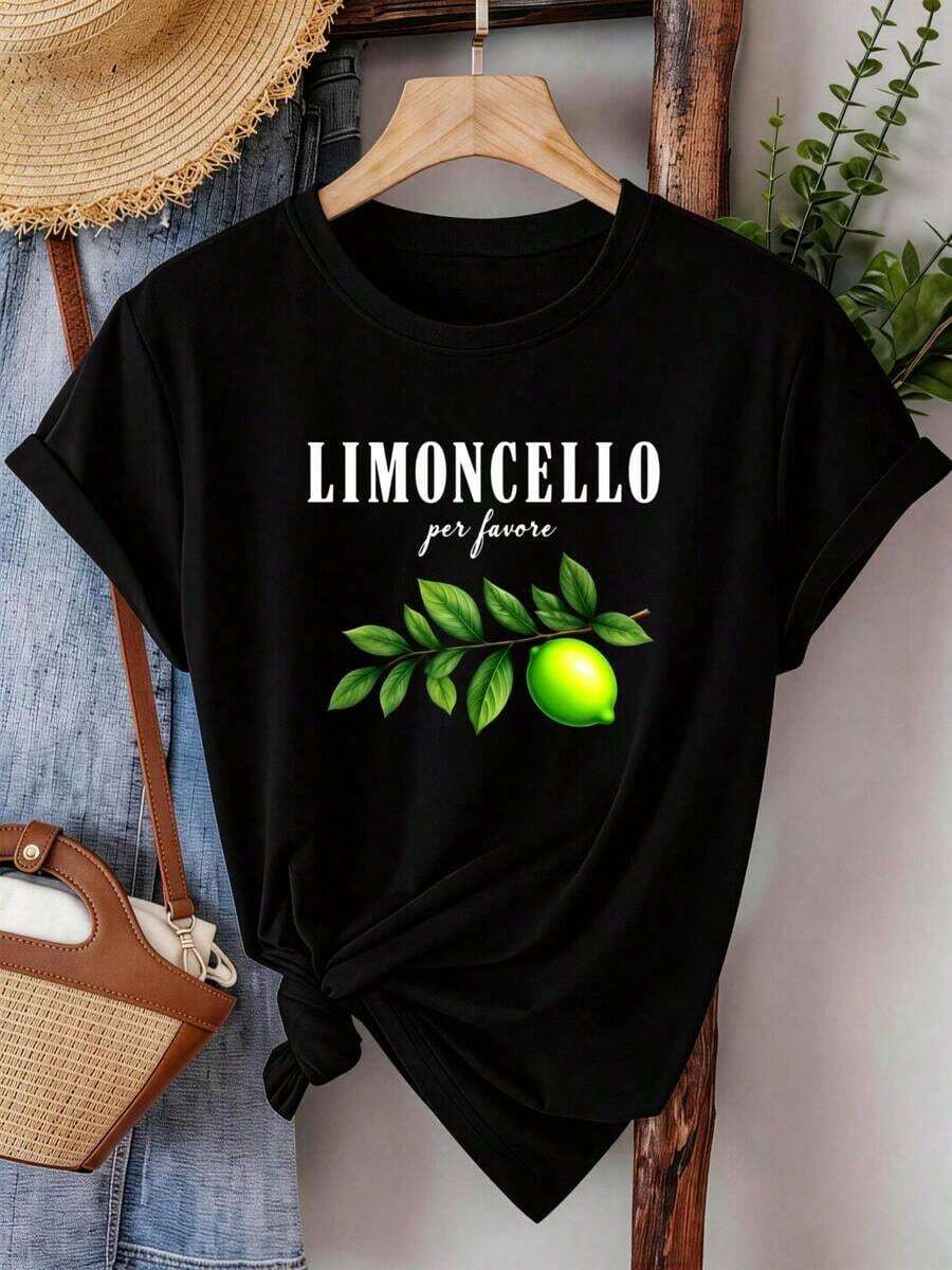 Women's Elegant Casual T-Shirt With Lemon Leaf Print | Lightweight Style For Fishing And Outdoor Activities | Basic Women's Top | Stylish Long-Sleeve Top - 黑色 - 查看 1