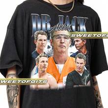1 Piece, Unisex Dr. Jack T-Shirt With Vintage "Good Doctor" Print, Suitable For Couples, Sizes S-3XL, Unisex, Urban Fashion, Casual Summer Style, Elegant Women's Style, Cotton Crew Neck T-Shirt, For Everyday Wear. | Perfect Holiday Gift | 100% Cotton Fabric | Soft And Comfortable | Crew Neck T-Shirt | - 黑色 - 查看 1