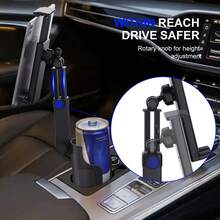 xnyocn Giá đỡ máy tính bảng gắn vào khay đựng cốc, giá đỡ điện thoại gắn trên cốc xe hơi chắc chắn với đế điều chỉnh được, giá đỡ máy tính bảng để bàn xoay 360° tương thích với iPad Pro 12.9/11, Air, Minitab và tất cả các loại điện thoại thông minh, đế cắm chắc chắn cho ô tô, xe tải và SUV. - Xem 2