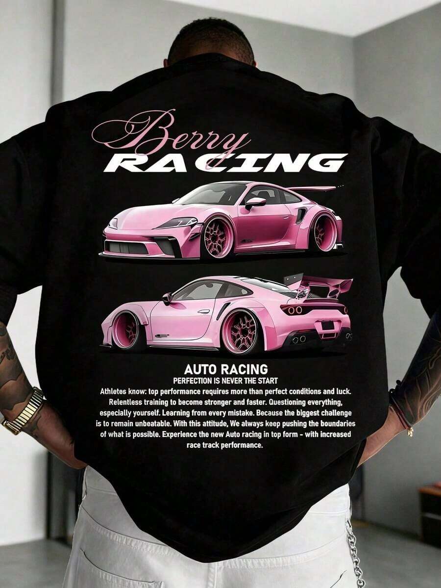 Zrgoth Men's Short-Sleeved T-Shirt With Versatile Racing Culture-Inspired Print, Made Of Cotton - Black - View 1