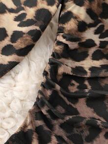 Body de manga larga con hombros transparentes y estampado de leopardo para mujer - Marrón 3 - Ver 3