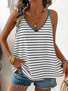 Top de tirantes casual para mujer con detalle de lazo en la espalda, adecuado para usar de vacaciones, primavera/verano - Blanco - Ver 1
