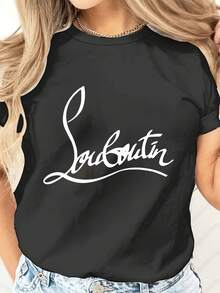 T Shirt With Christian Louboutin Signature Print Fashion Statement For Everyday Wear And Casual Outings 220g - 黑色 - 查看 1