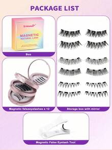 Waloshow 3 pares/set de pestañas magnéticas reutilizables con apariencia natural de CC, incluye aplicador profesional, sin necesidad de pegamento, fácil de aplicar y retirar, crea un aspecto de maquillaje natural, pestañas postizas de estilo de dibujos animados 3D naturales con púas, esponjosas y suaves - Pestañas Naturales - Ver 3