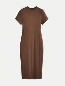 Vestido ajustado bajo con abertura - Marrón Mocha - Ver 6