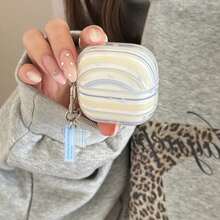 Korean Style Minimalist Semi-Transparent Blue And White Striped Star Pendant Earphone Case Compatible With Huawei Freebuds 7i, Freebuds 2 New Version, Freebuds SE3, Minimalist 5i Earphone Case, Pro3 Cute Korean Style Earphone Case - White - View 8