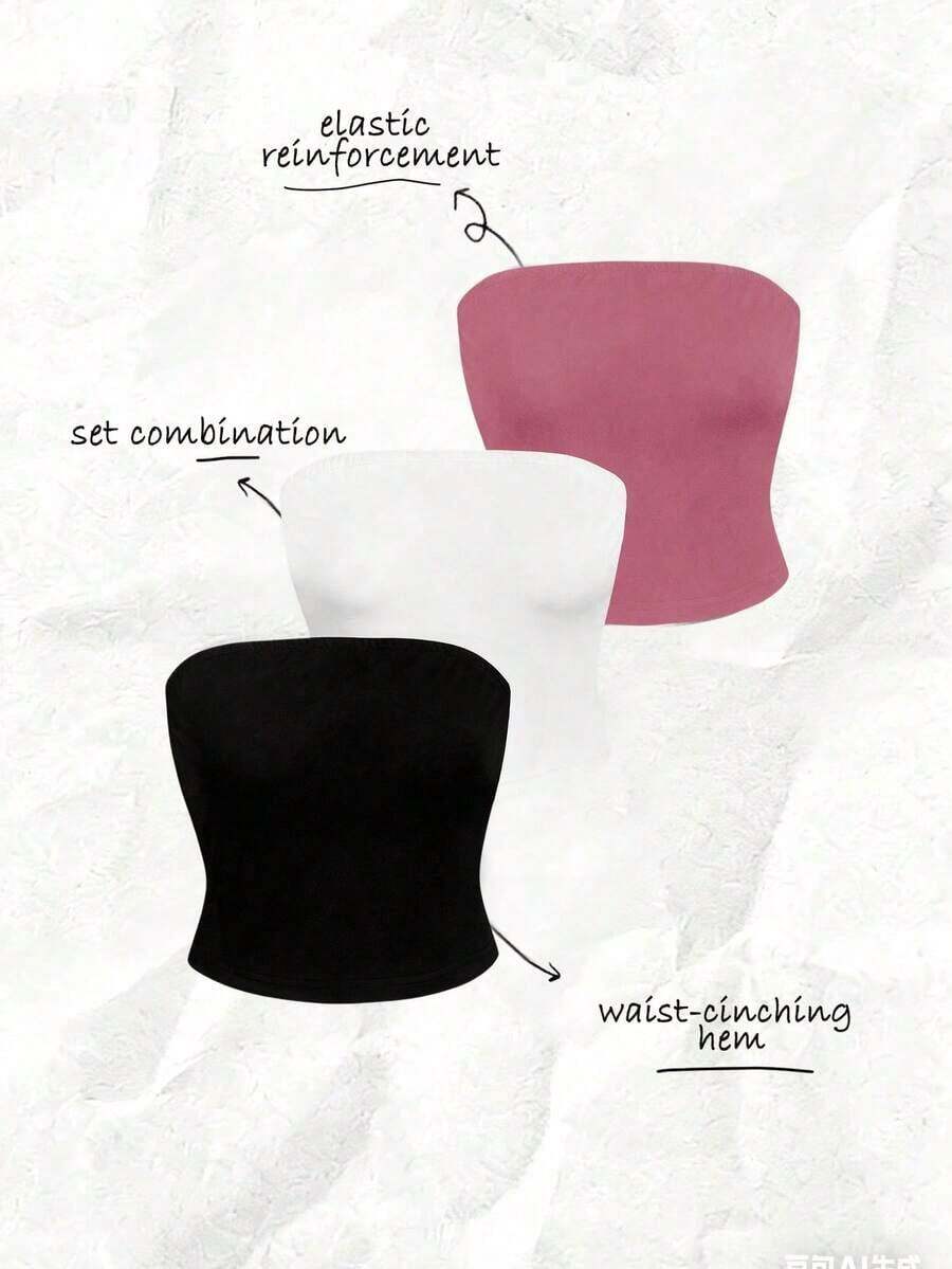 3 piezas Top bandeau de rayas - Multicolor 4 - Ver 1