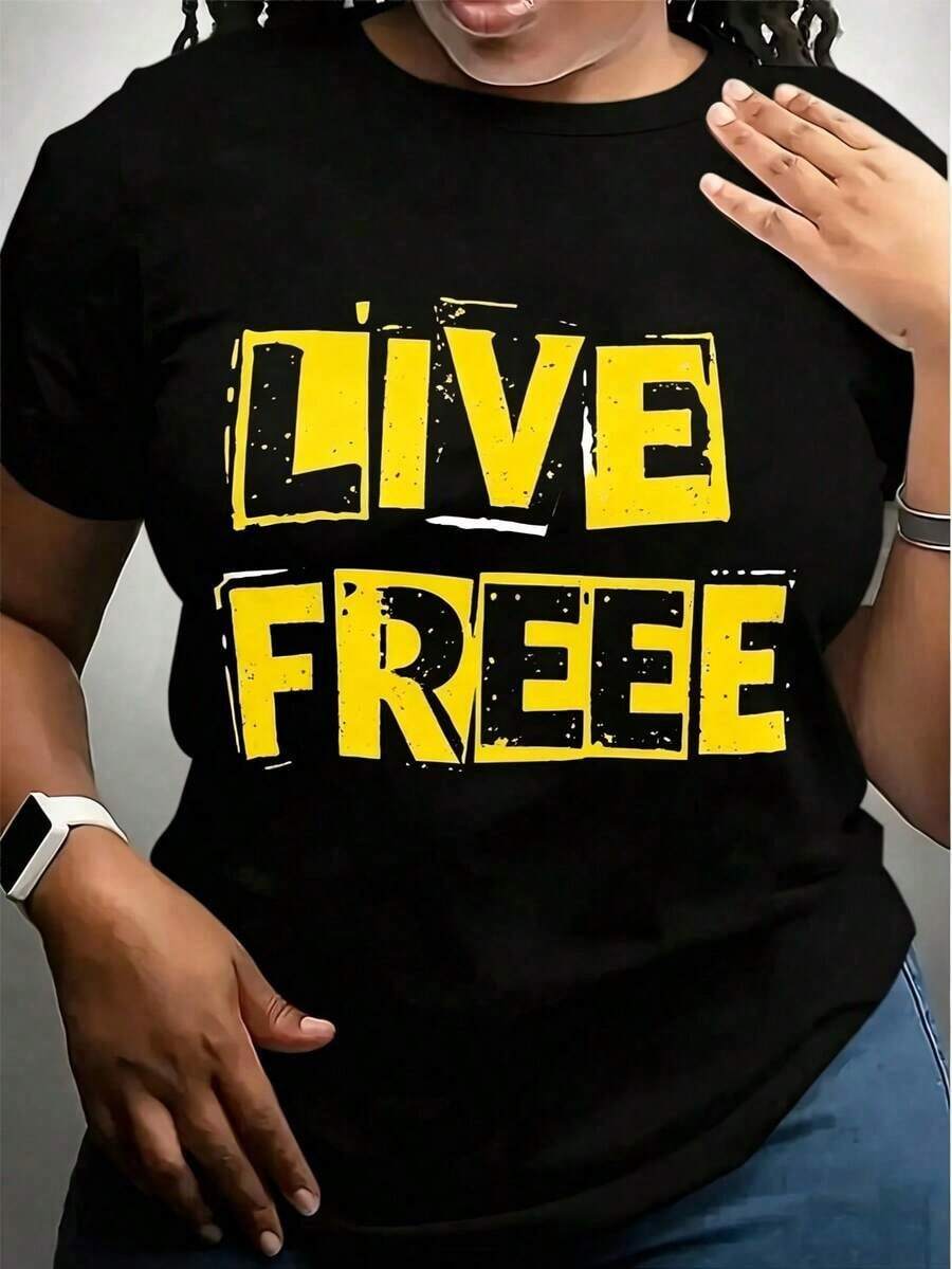 T-Shirt With A Black And Yellow Block Letter Design Featuring A "Say Less" Print, Perfect For Summer With A Regular Fit And Crew Neck - Negro 2 - View 1