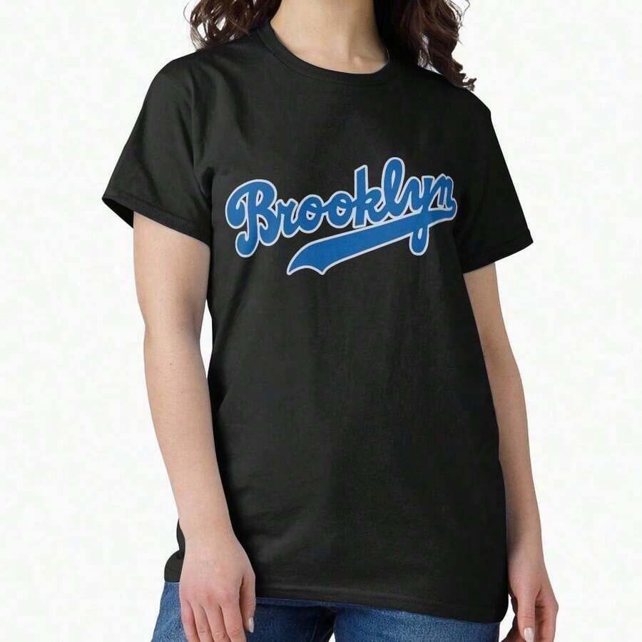 100% Cotton T-Shirt With "Los Angeles In The Center Of All Eyes" Print, Unisex Los Angeles Team Model, Vintage Pattern Print T-Shirt, High Quality Cotton Shirt - 黑色3 - 查看 1