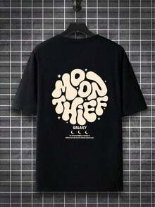 100% Pure Cotton, Breathable And Gentle On The Skin. Classic Crew Neck Design, Slim Fit, And Flattering For All Body Types. Fashionable Print With A Minimalist Style And High-Quality Finish. Unisex Design Perfect For Matching Outfits, Ideal For Everyday Wear, Dates, Leisure, And Streetwear – Versatile And Timeless. - 黑色 - 查看 3