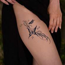 1 pieza Tatuaje temporal de mariposa resistente al agua y a las manchas, tatuaje temporal realista de PVC apto para uso diario - Gris - Ver 4