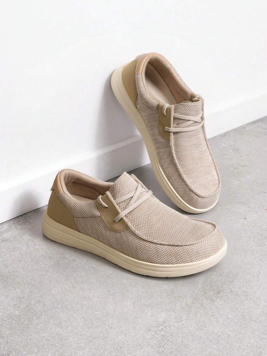 Men's Arch Support Casual Slip On Loafers Wide Toe Box Non Slip Lightweight Breathable Comfortable Shoes - 米色 - 查看 1