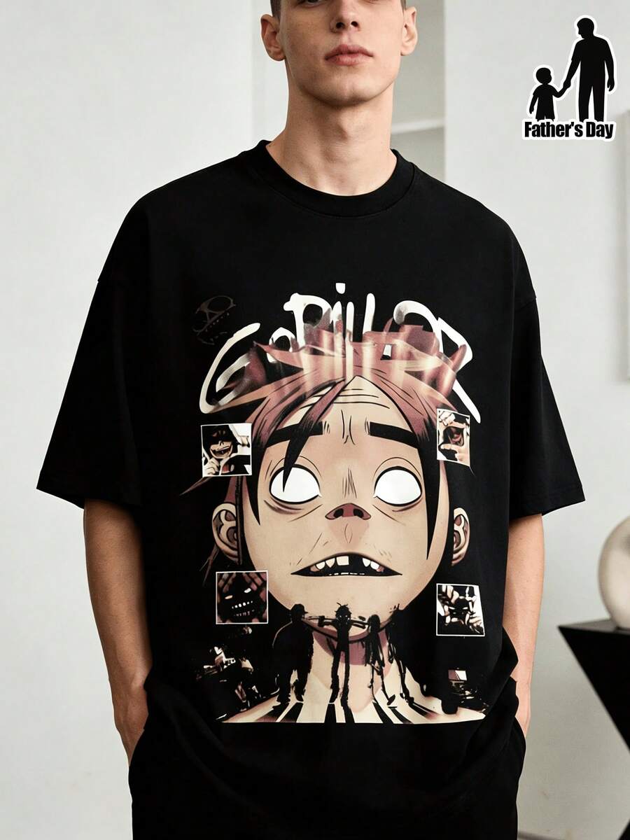 T-shirt décontracté Harajuku vintage d'été pour hommes et femmes, coupe ample, col rond, manches courtes, noir délavé, motif imprimé tendance. Vêtements pour hommes, vêtements masculins, t-shirt en coton pour hommes, t-shirts pour hommes, tenues d'été pour hommes, vêtements d'été pour hommes, t-shirts de groupe, t-shirts pour hommes, tenues de vacances pour femmes, tenues d'été modestes, hauts en jersey, vêtements de resort pour femmes avec style, vêtements d'été pour femmes, hauts en coton, hauts d'été, tenues d'été, hauts pour femmes, hauts blancs, haut de soirée. - Noir - Voir 1