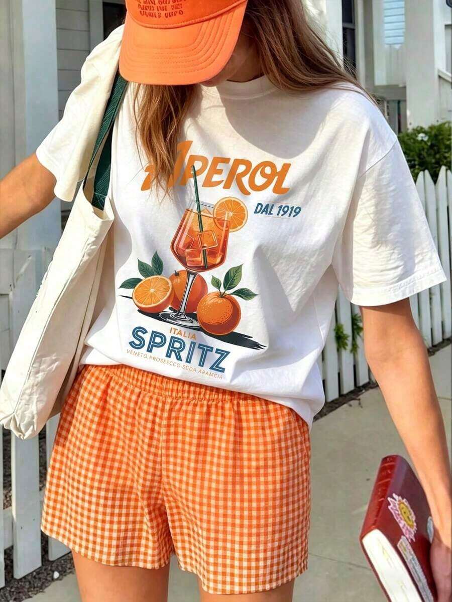 Camiseta de algodón puro para mujer para verano, camiseta unisex, camiseta de verano, ropa para pasatiempos, camiseta para fiestas, ambiente festivo, regalo para fans de Aperol, regalo para amigos. - Blanco - Ver 1