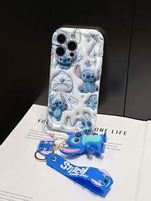 Disney Lilo And Stitch Phone Case : 3D Fluffy Pattern Border Protector Phone Soft Phone Case With A Free Cute Stitch Bracelet Chain Lanyard, Stitch, Lilo, Angel, For Apple 17 Promax 17 Pro 16 15 14 13 12 11 Pro Max XS Max X XR Soft Cover Summer Phone Case - trắng - Xem 5