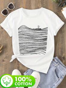 Patrón cristiano bohemio para caminar sobre el agua, regalos cristianos, versículos bíblicos, estampado de ropa religiosa retro de moda de fe, camiseta de algodón puro 100% moderna para mujer, primavera/verano, diseño suave y cómodo 80-A64-5635-Camiseta de manga corta de algodón suelta unisex estilo vintage de calle, blusas para mujer. blusas.blusas casuales para dama. - Blanco - Ver 2