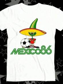 Camiseta de Fútbol de la Copa Mundial de México 86, Estilo Vintage de los 80s y 90s, Argentina Maradona, Regalo Genial Unisex - Negro - Ver 1